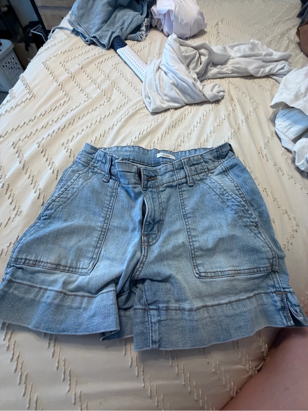 Women's Light Blue Denim Utility Shorts